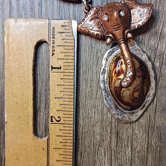 VTG Chico's Elephant Pendant Necklace Boho Safari Silver Tone Beads 32in - Picture 9 of 10